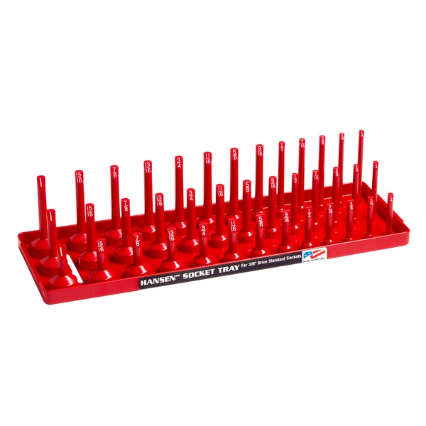 Hansen Fractional Three Row Socket Tray for 3/8" Drive Sockets, Red 38013